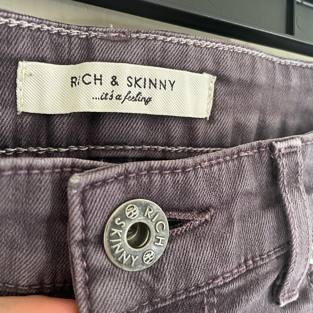 Rich & Skinny Dark Gray Washed Purple Jeans Grunge Punk Faded Comfy Casual Cute - Picture 3 of 7